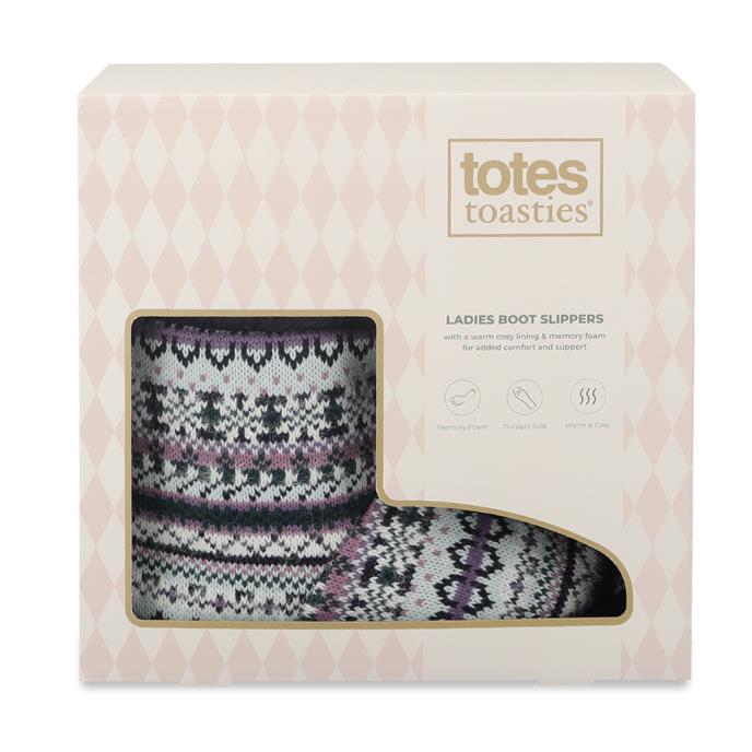 totes toasties® Ladies FairIsle Boot Slipper Navy Fairisle Extra Image 7